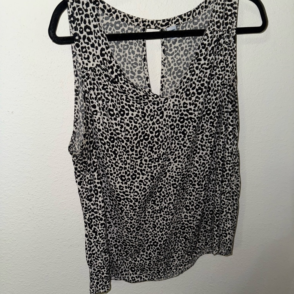 Old Navy Black and White Animal Print Tank Top